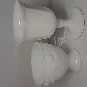 Vintage  Indiana Glass milk glass grape goblet  footed cup